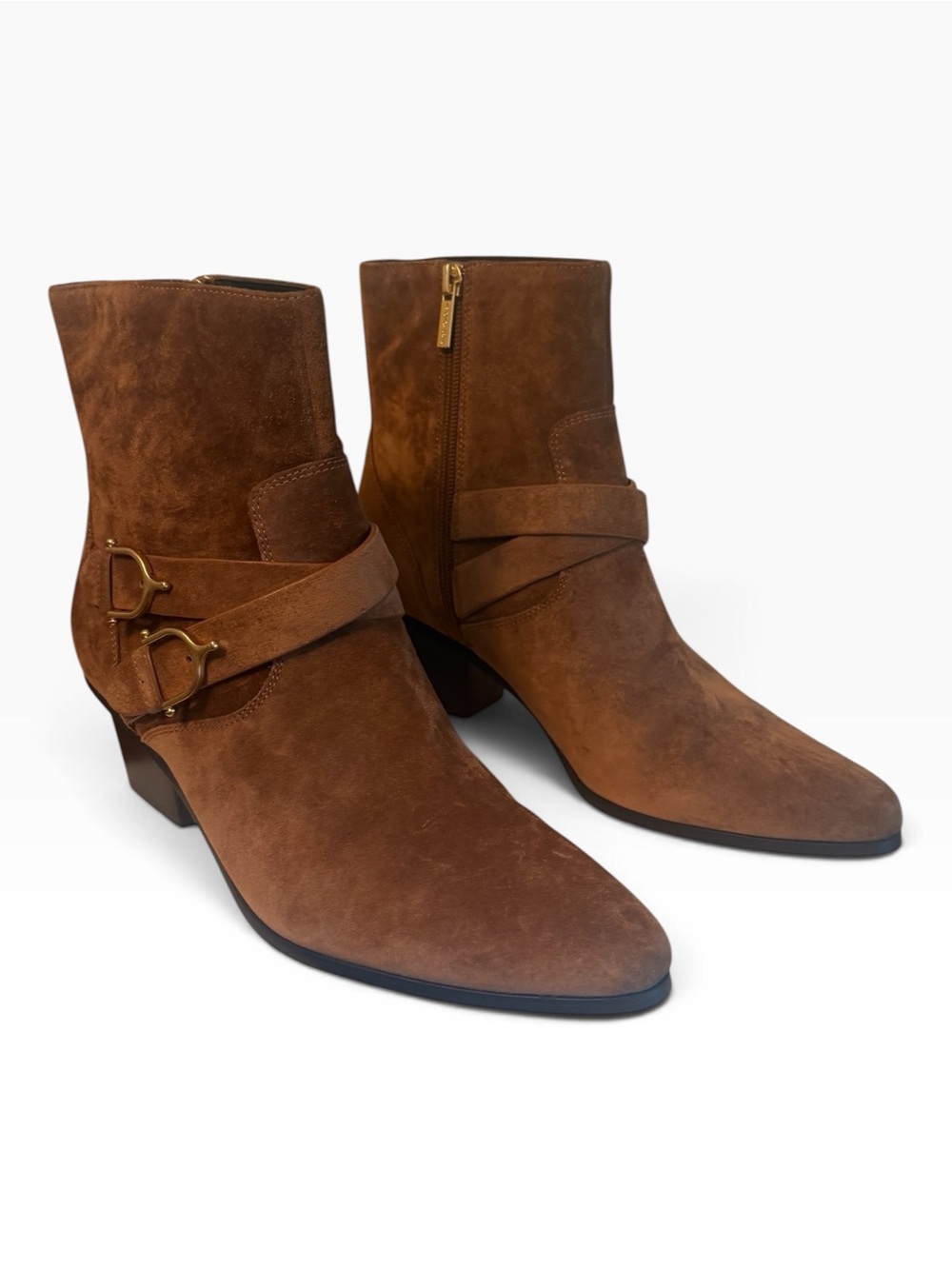 Veronica Beard Ashby Suede Moto Booties Hazelwood Brown Women’s 9.5 NIB